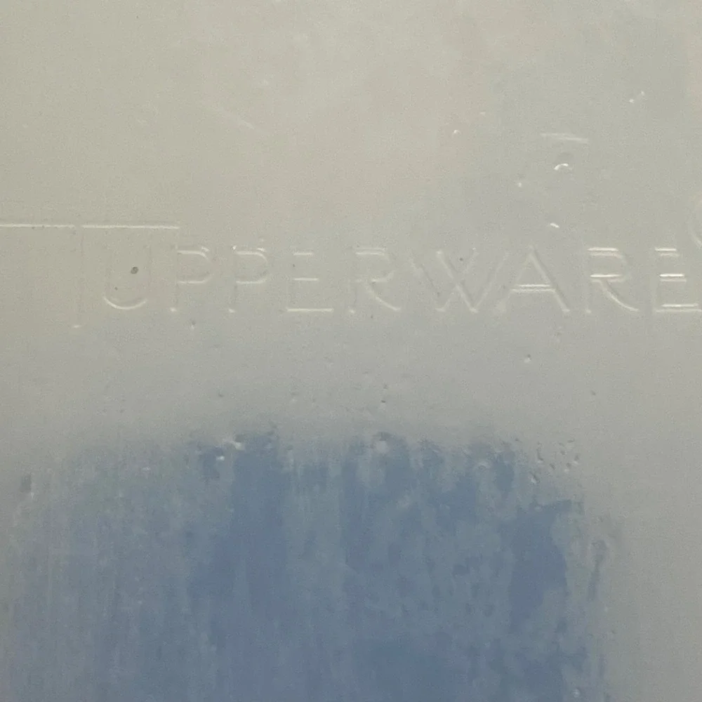 Vintage Tupperware Cereal Keeper Blue Lid Pour Spout Clear USA